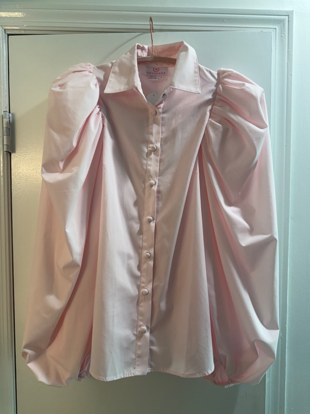 NWT Neubyrne Becca Puff Sleeve Blouse - Pink Poplin